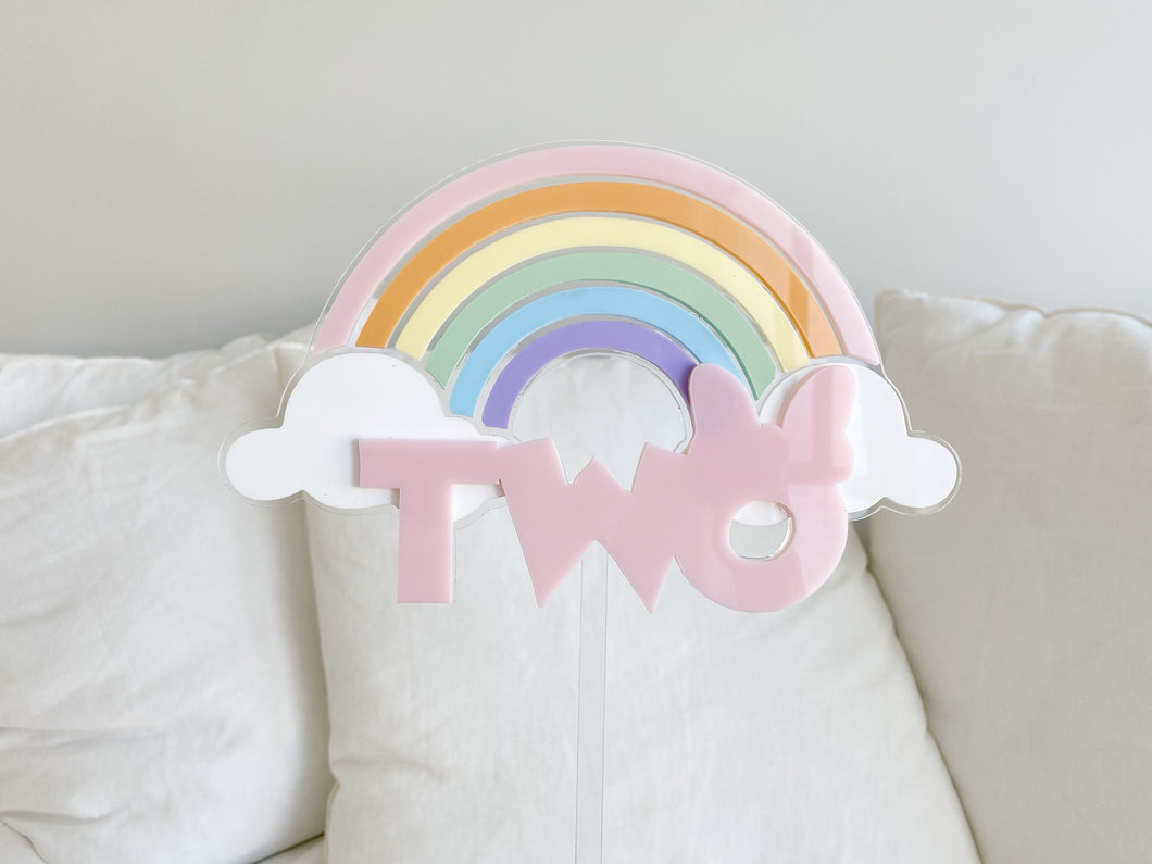Rainbow Minnie Mouse cake topper