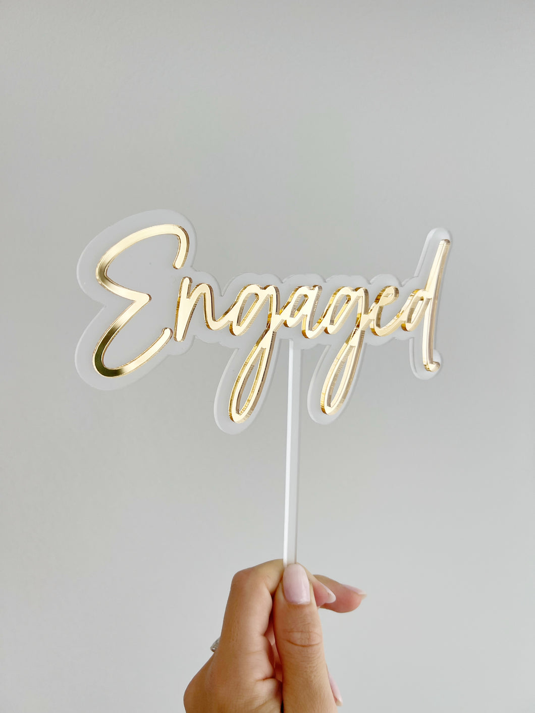 Layered engaged cake topper