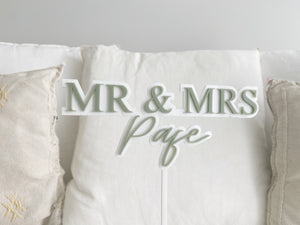 Layered mr and mrs cake topper